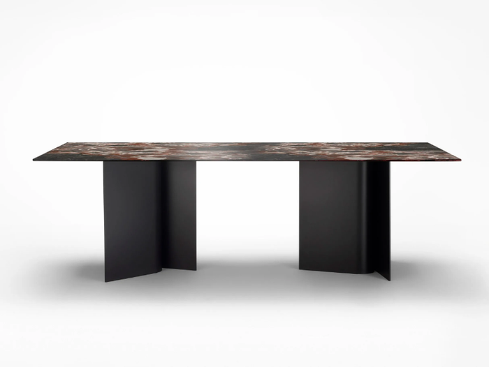 BREEZE - Rectangular aluminium table with marble top _ Ross Gardam